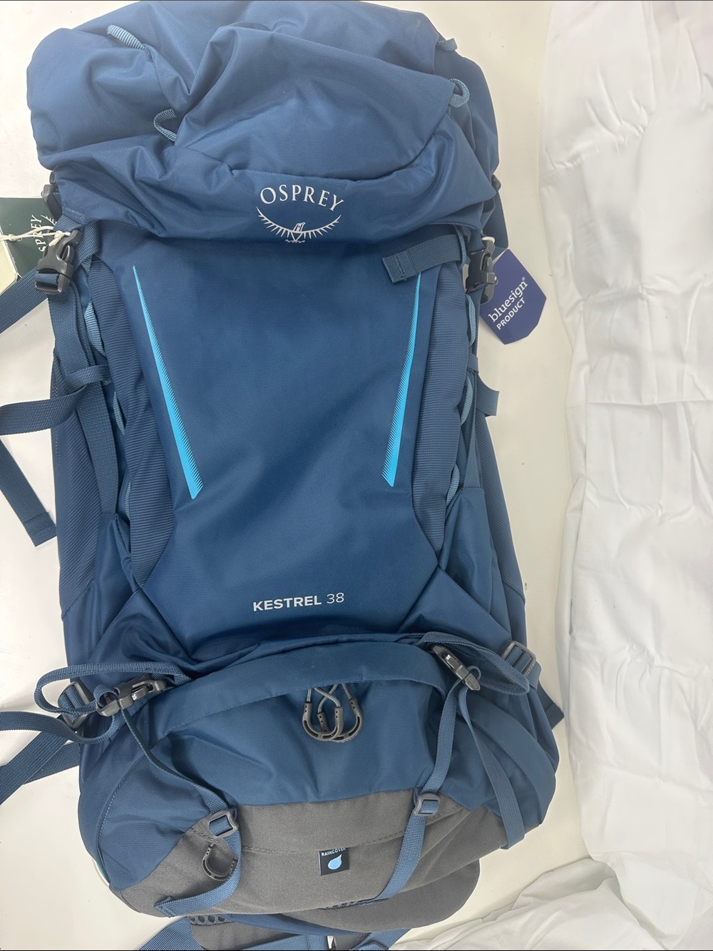 NWT Osprey Kestrel 38L Atlas Blue Hiking Backpack 38L Internal Frame Pack
